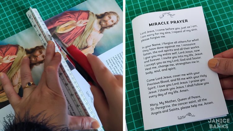 Trim and fold your prayer cards into half