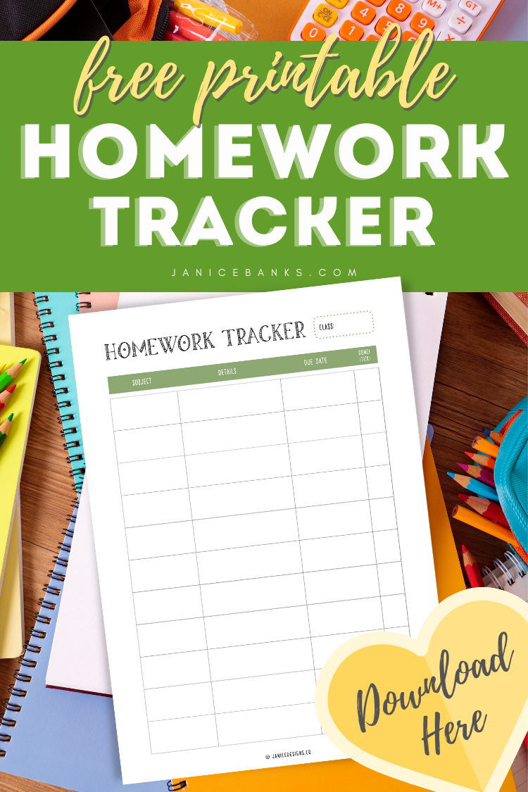 Homework Tracker Free Printable